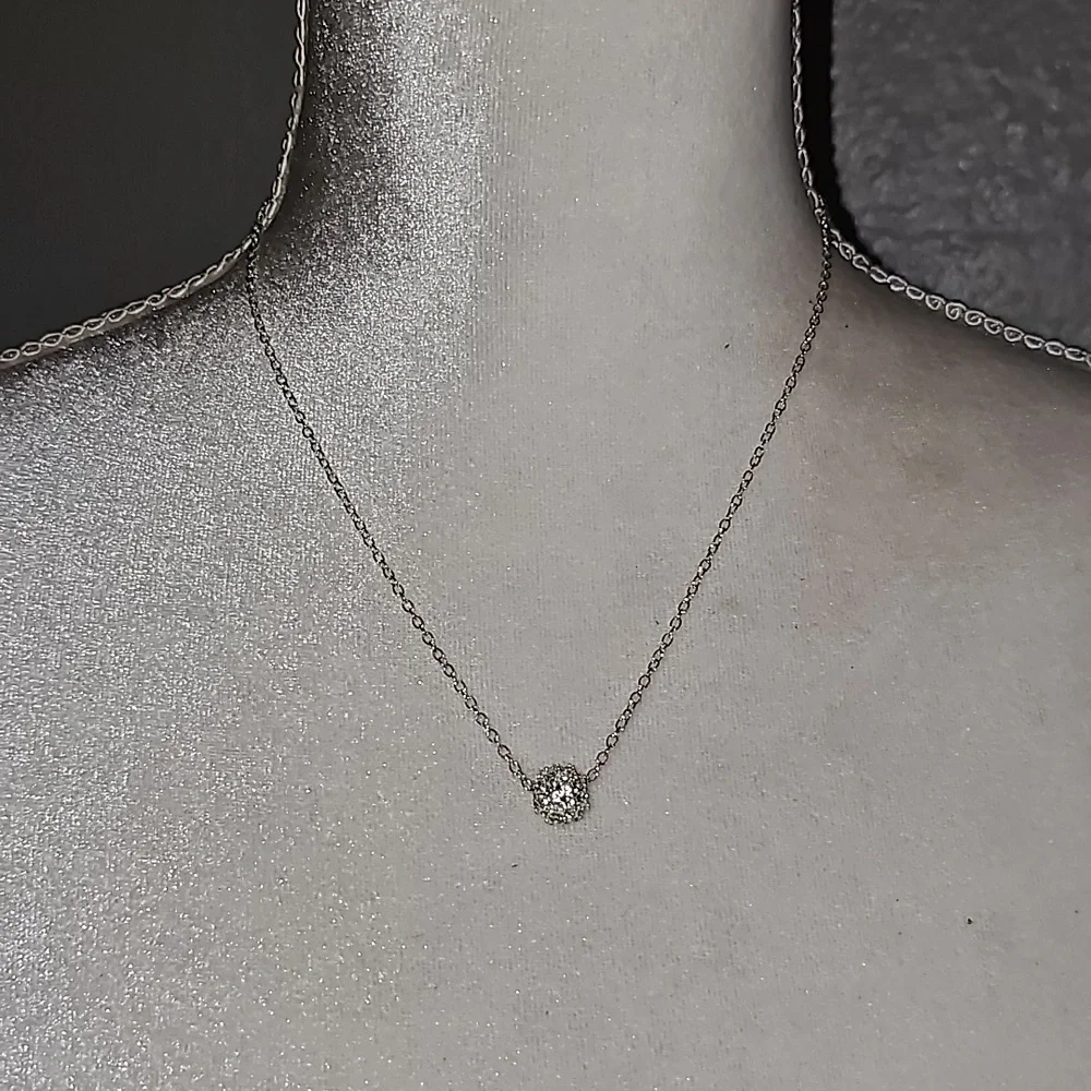 Rhinestone Floating Ball Pendant Necklace 18 Inches - A17